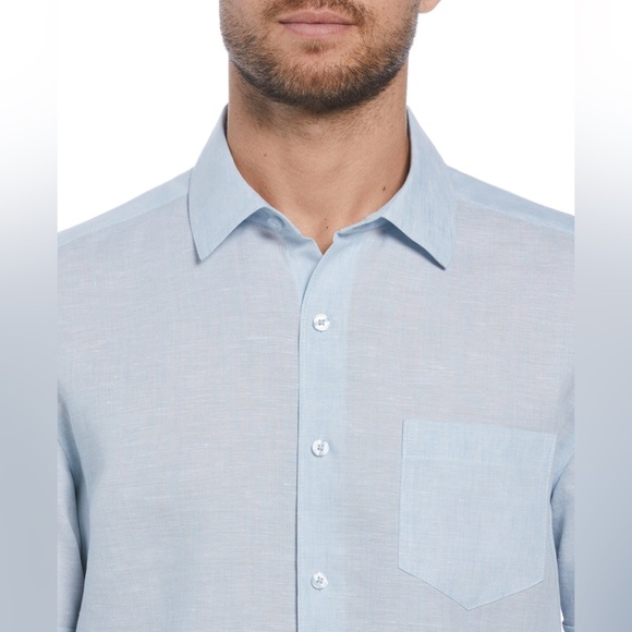 CUBAVERA TRAVELSELECT™ LINEN-BLEND ONE POCKET SHIRT - Picture 3 of 7